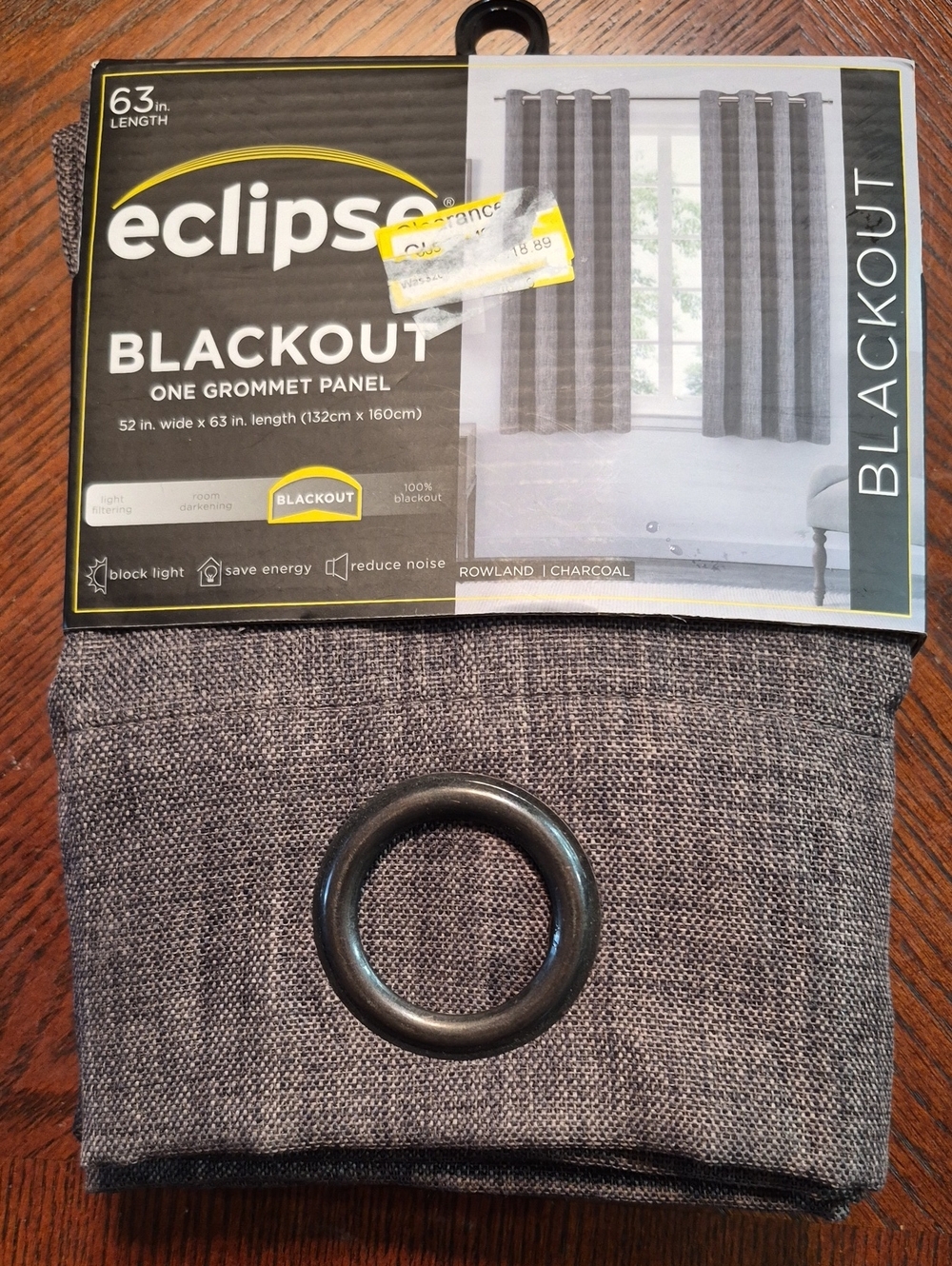 1 Eclipse Charcoal Blackout Grommet Curtain Panel